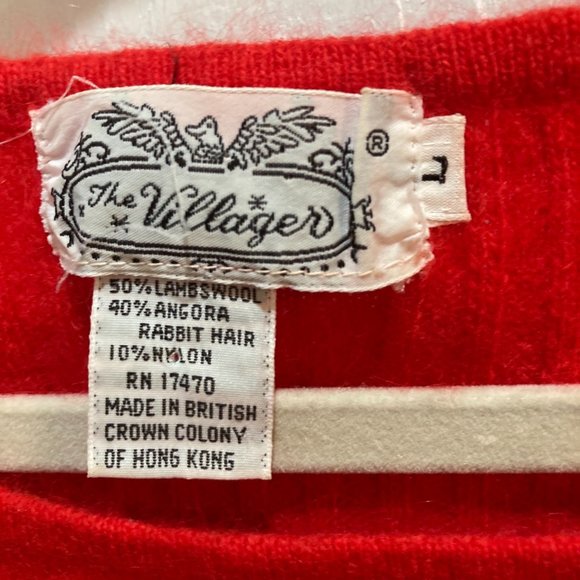 Vintage Villager Lambswool angora rabbit hair red sweater large - Picture 4 of 4